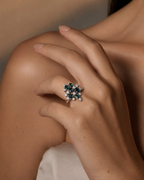 ANILLO COSTELACION CON DIAMANTES Y ZAFIROS