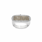 ANILLO TIPO SELLO ORO BLANCO CON DIAMANTES