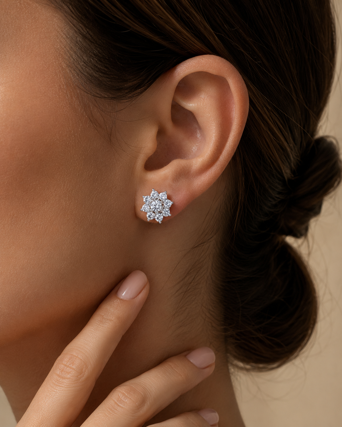 PENDIENTES ORO BLANCO ROSETON CON BRILLANTES