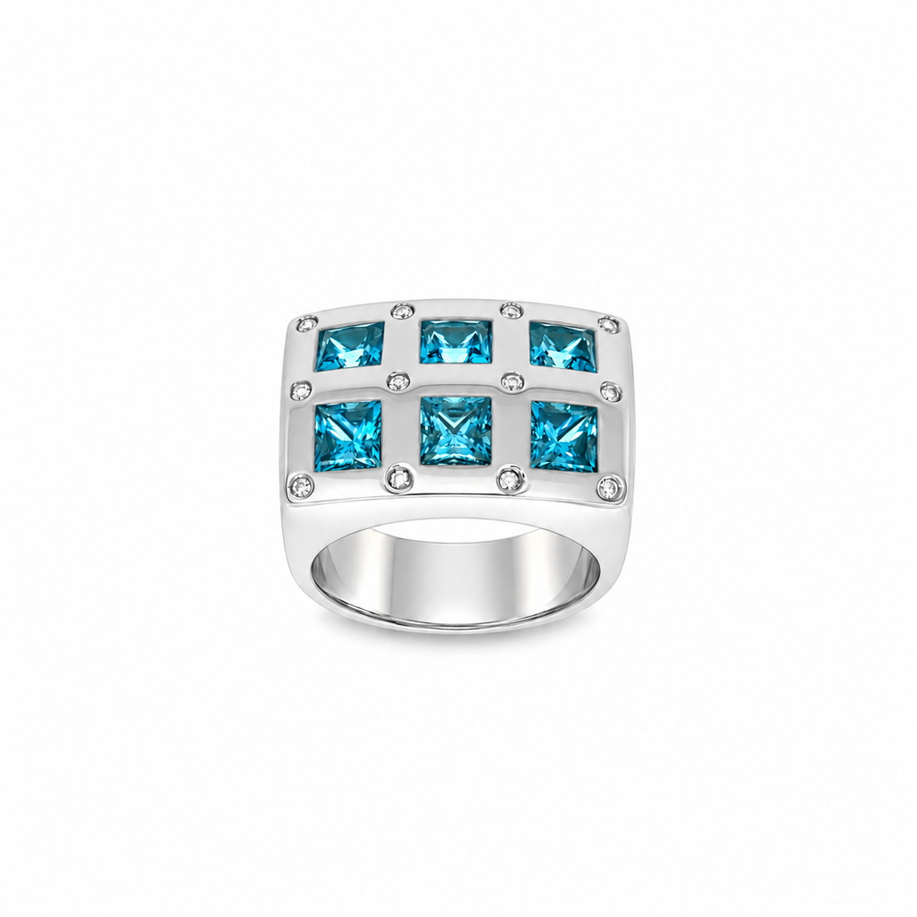 ANILLO PRISMA AZUL CON DIAMANTES