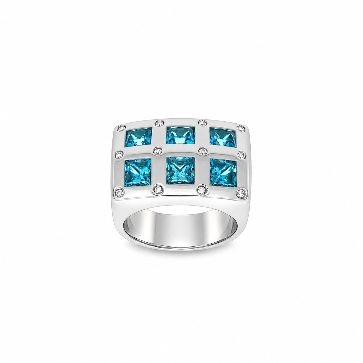 ANILLO PRISMA AZUL CON DIAMANTES