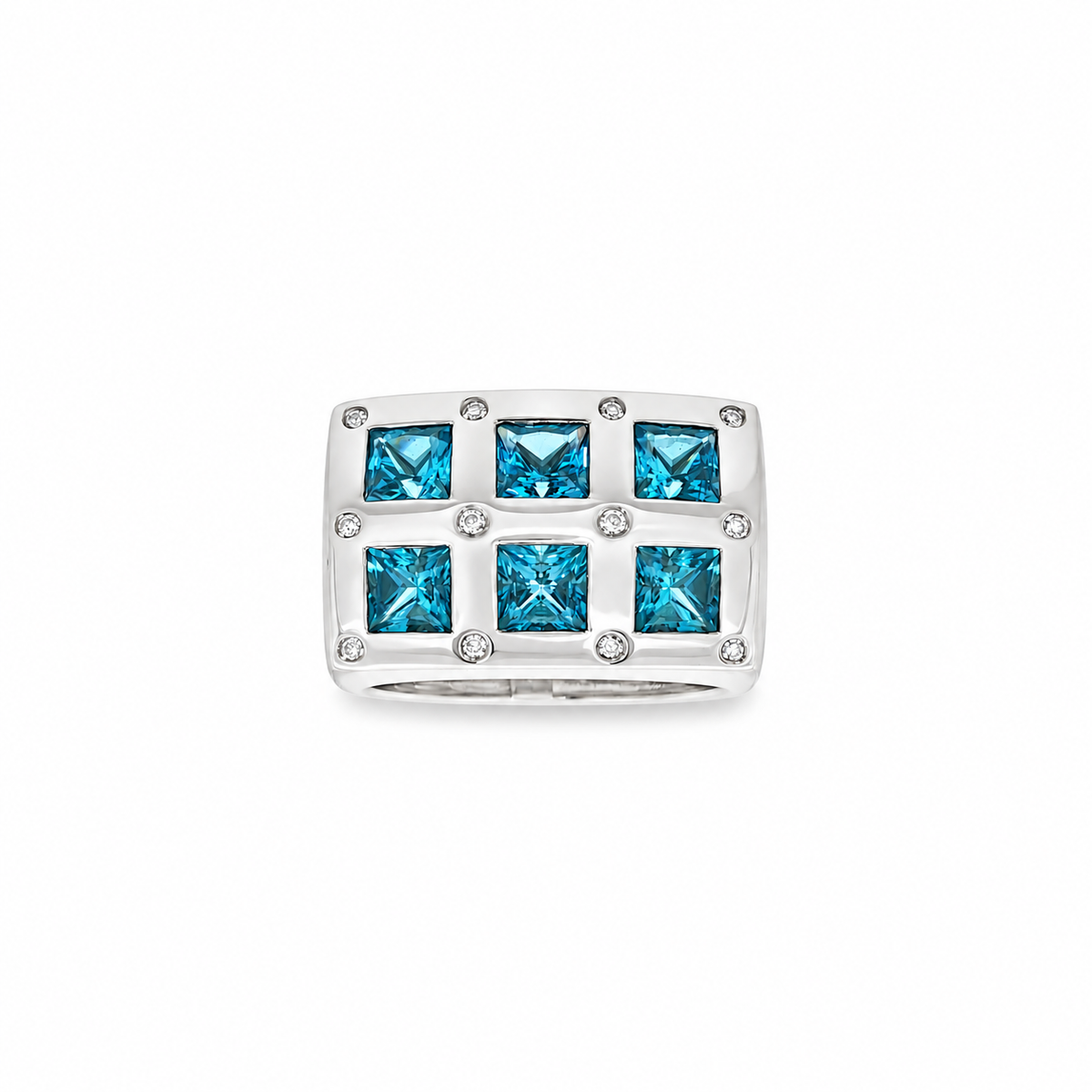 ANILLO PRISMA AZUL CON DIAMANTES