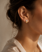 PENDIENTES TREBOL BICOLOR CON CIRCONITAS