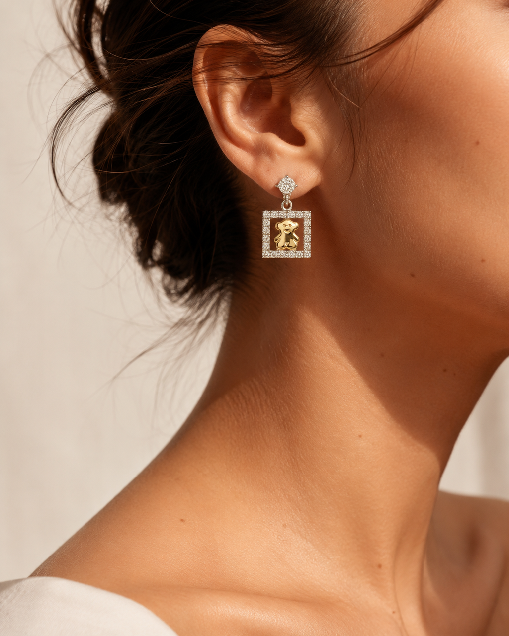 PENDIENTES BICOLOR OSOS CON CIRCONITAS