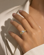 ANILLO HOJA BICOLOR CON DIAMANTE