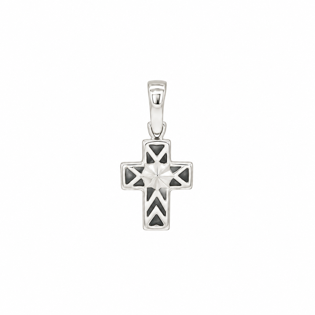 CRUZ DE ORO BLANCO CON BRILLANTE