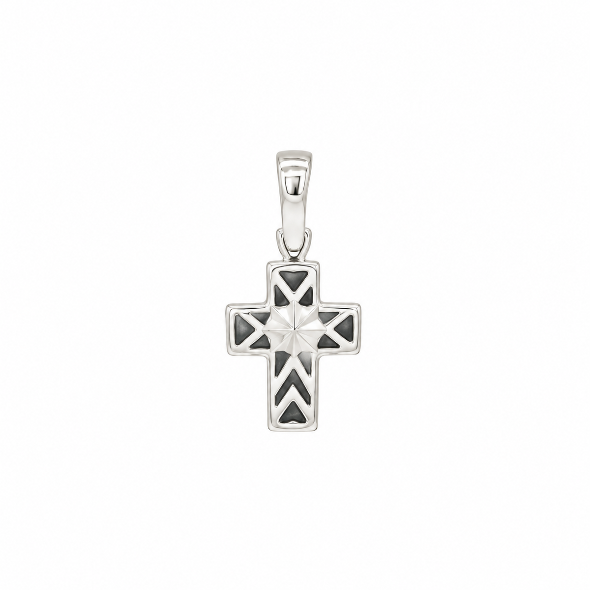 CRUZ DE ORO BLANCO CON BRILLANTE
