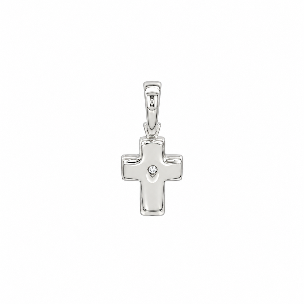 CRUZ DE ORO BLANCO CON BRILLANTE