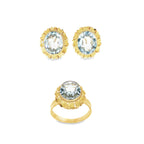 CONJUNTO ANILLO + PENDIENTES PIEDRA AZUL