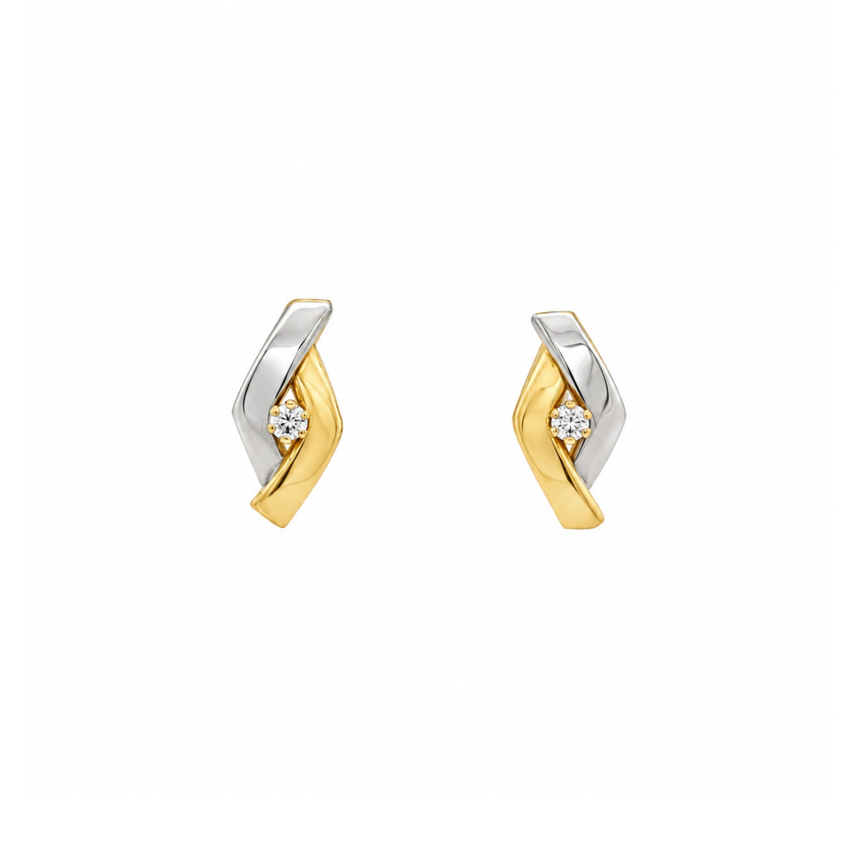 PENDIENTES FUSION BICOLOR CON CIRCONITAS