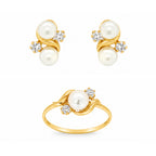 CONJUNTO ANILLO + PENDIENTES CON PERLAS Y CIRCONITAS