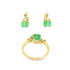 CONJUNTO SORTIJA Y PENDIENTES ESMERALDAS Y BRILLANTES