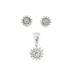 CONJUNTO PENDIENTES Y COLGANTE ORO BLANCO Y BRILLANTES