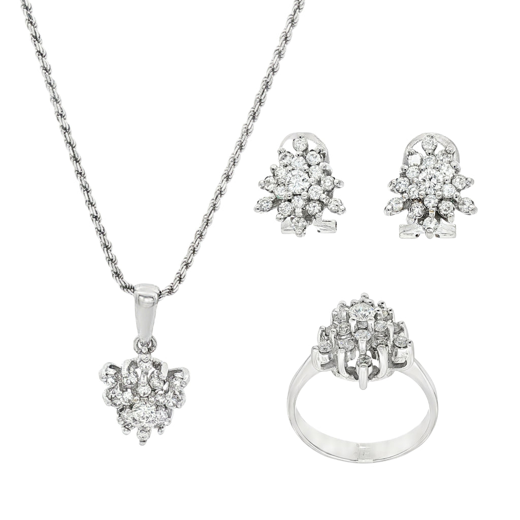 CONJUNTO ORO BLANCO CON BRILLANTES