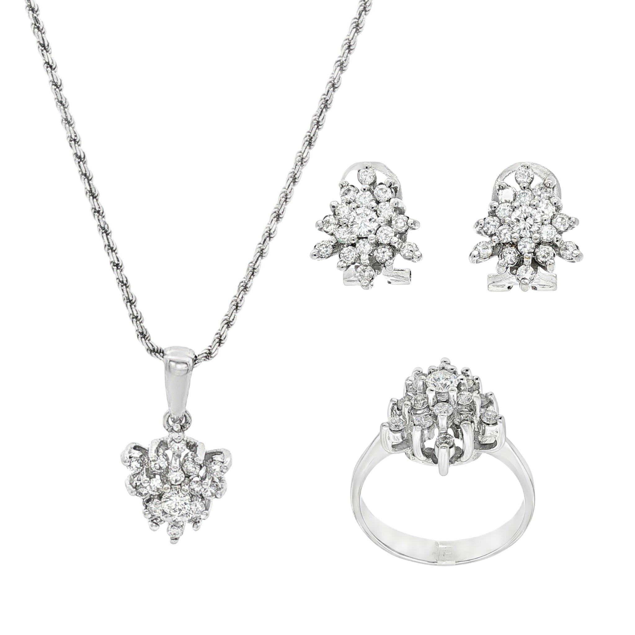 CONJUNTO ORO BLANCO CON BRILLANTES