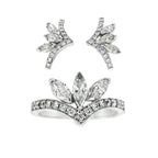 CONJUNTO SORTIJA Y PENDIENTES ORO BLANCO Y MARQUISES