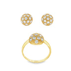 CONJUNTO ANILLO Y PENDIENTES MEDIA ESFERA CON CIRCONITAS