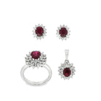 CONJUNTO ANILLO, PENDIENTES Y COLGANTE RUBÍ