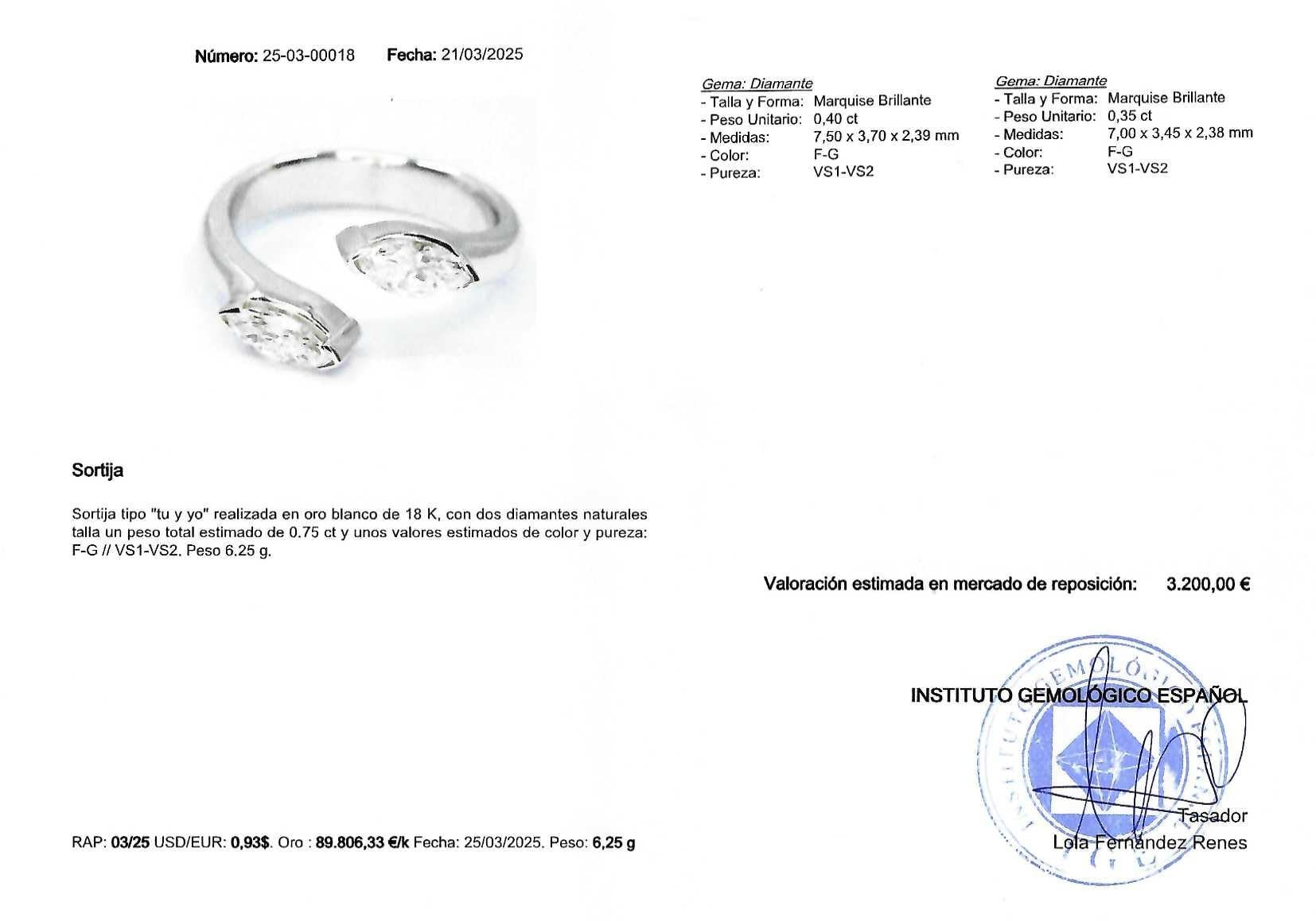 SORTIJA "TU Y YO" ORO BLANCO CON MARQUISES