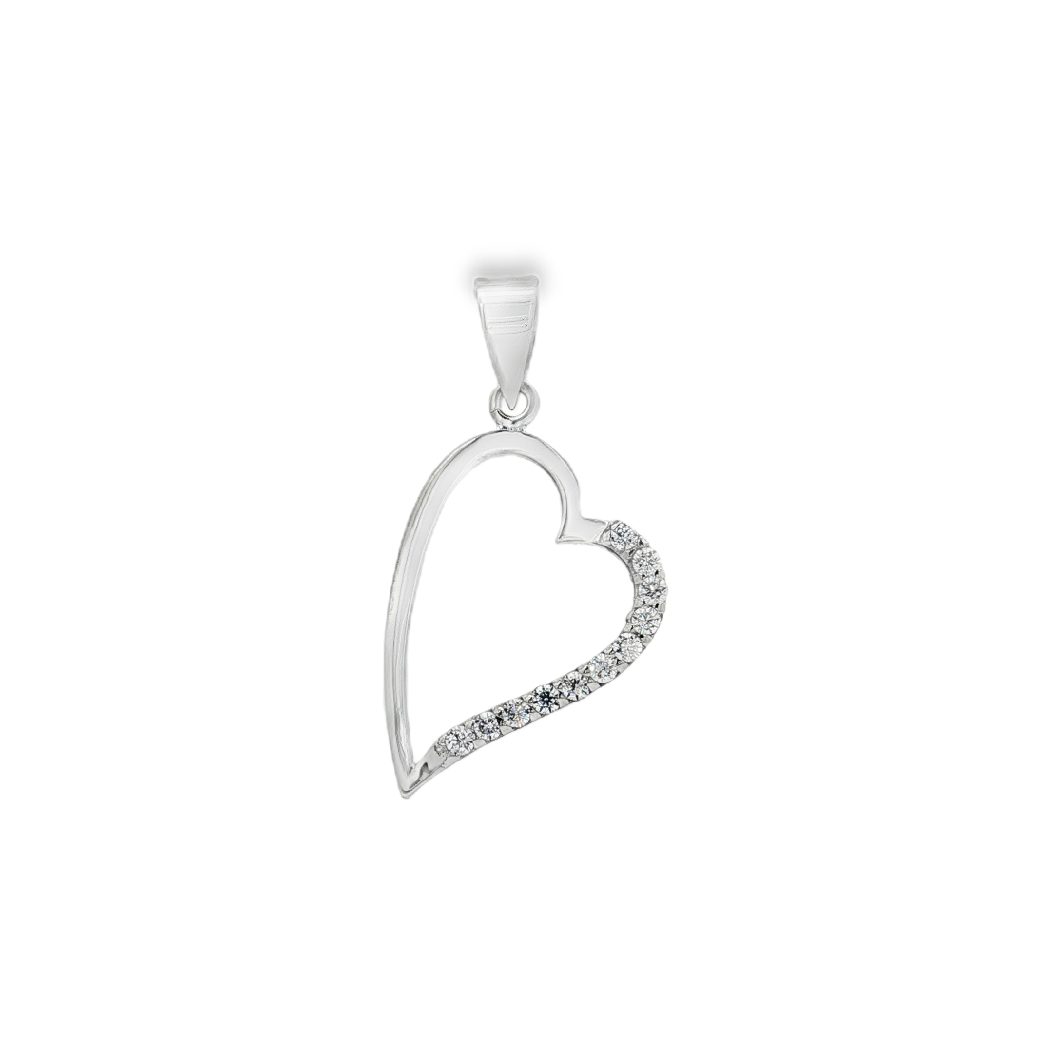 COLGANTE CORAZON ORO BLANCO CON CIRCONITAS