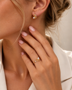 CONJUNTO ANILLO + PENDIENTES CON CIRCONITAS Y PERLAS