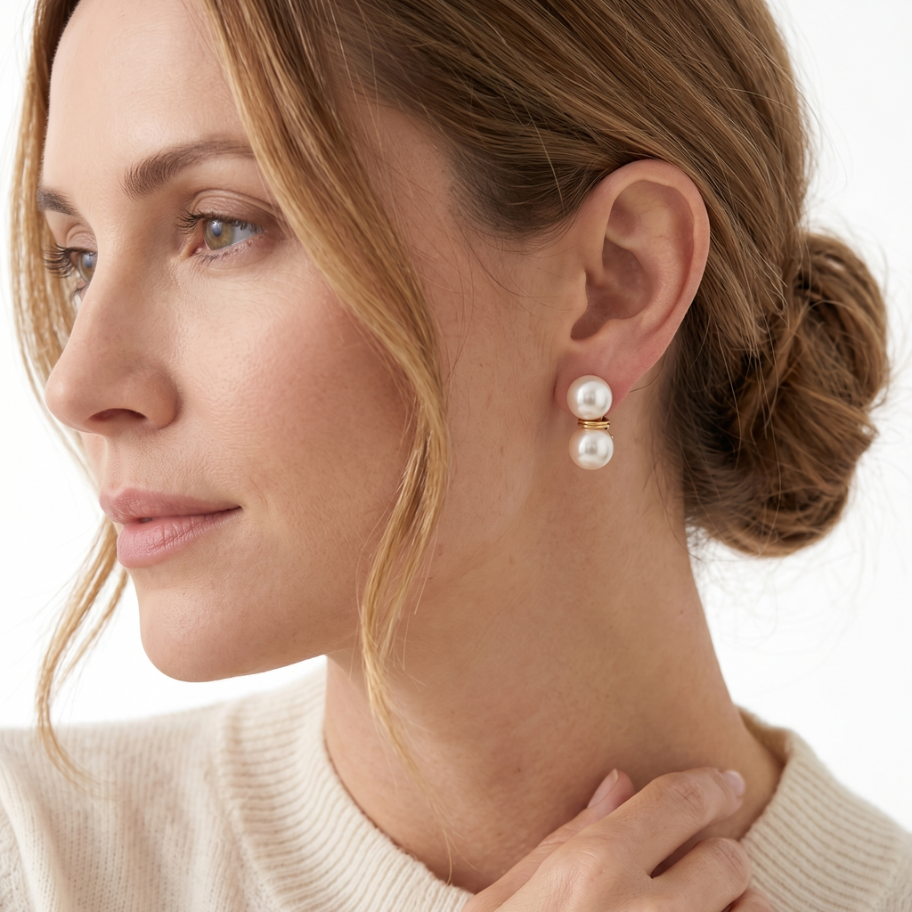 PENDIENTES CON 2 PERLAS