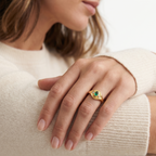 ANILLO SELLO ESMERALDA Y BRILLANTES