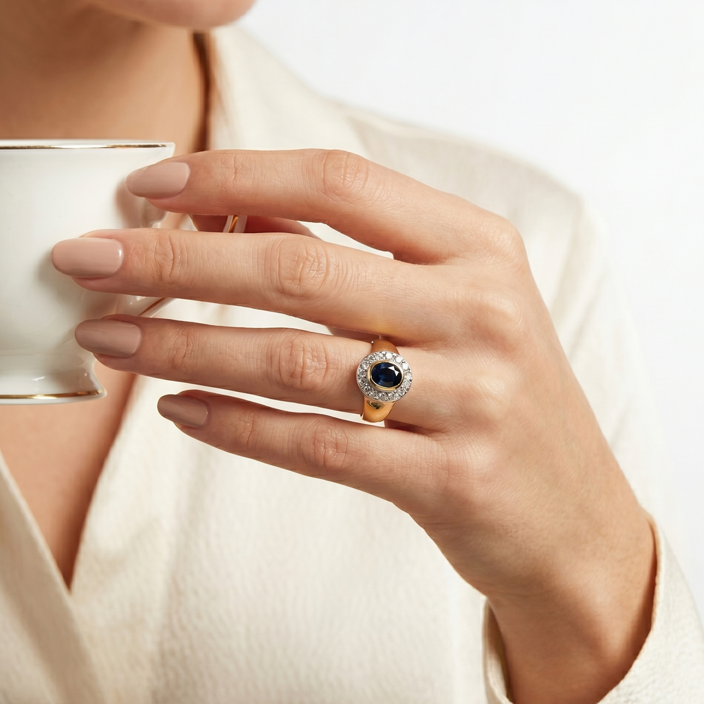 ANILLO ZAFIRO Y CIRCONITAS