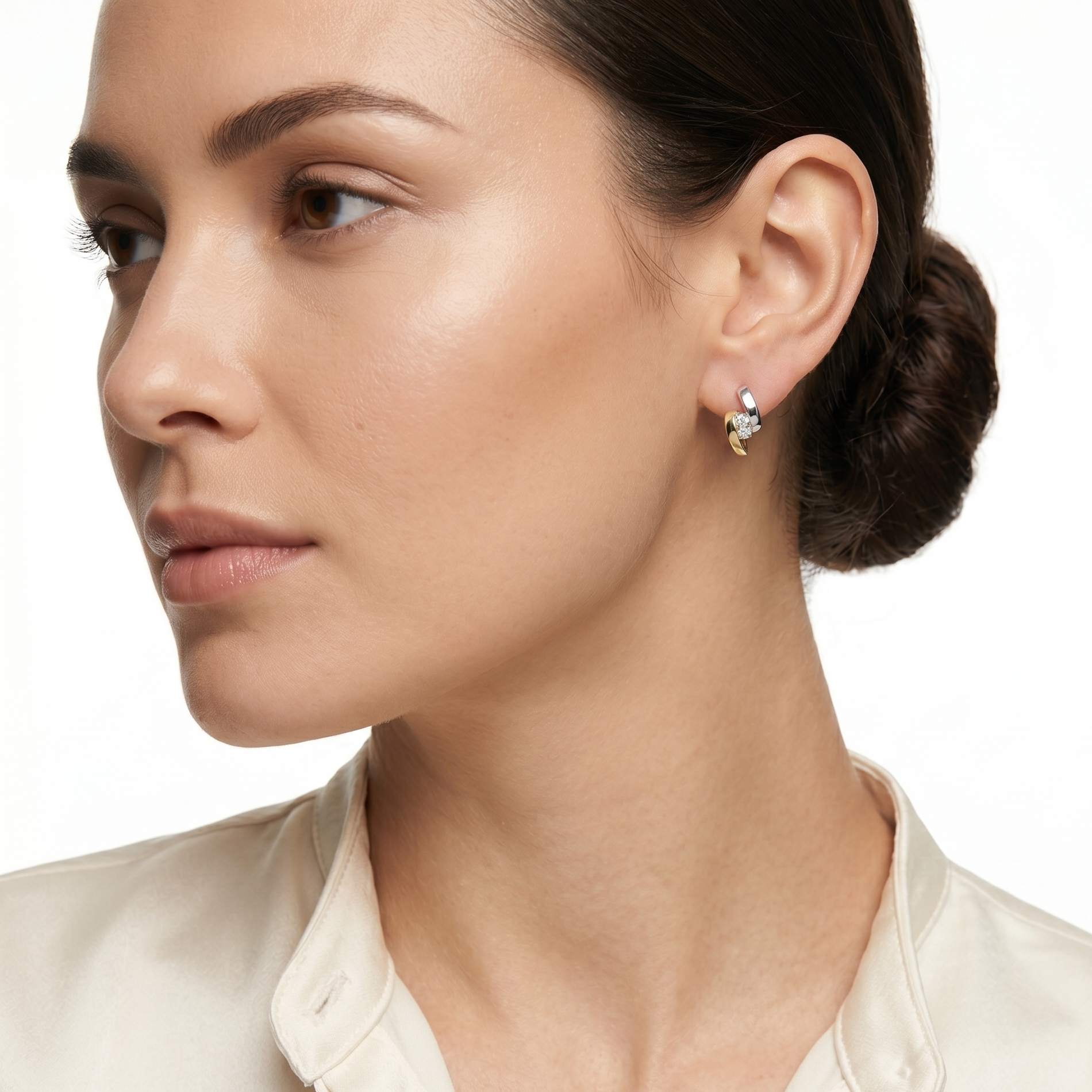 PENDIENTES BICOLOR CON CIRCONITAS