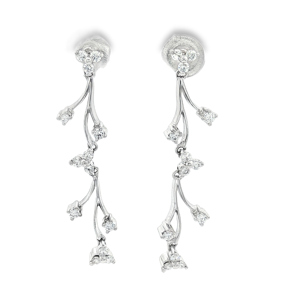 PENDIENTES RAMA DE LUZ ORO BLANCO CON DIAMANTES
