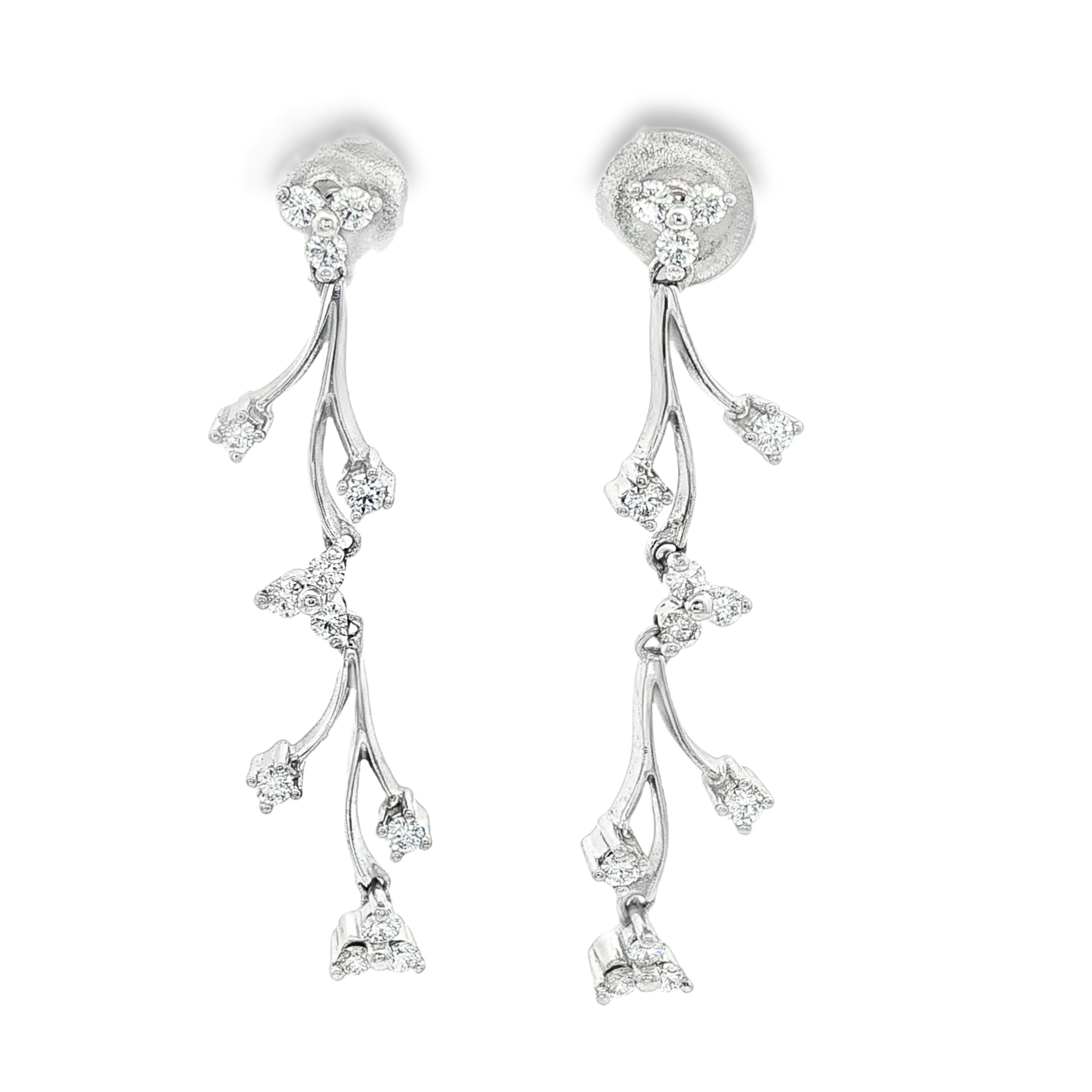 PENDIENTES RAMA DE LUZ ORO BLANCO CON DIAMANTES