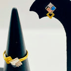 CONJUNTO PENDINTES Y ANILLO BICOLOR