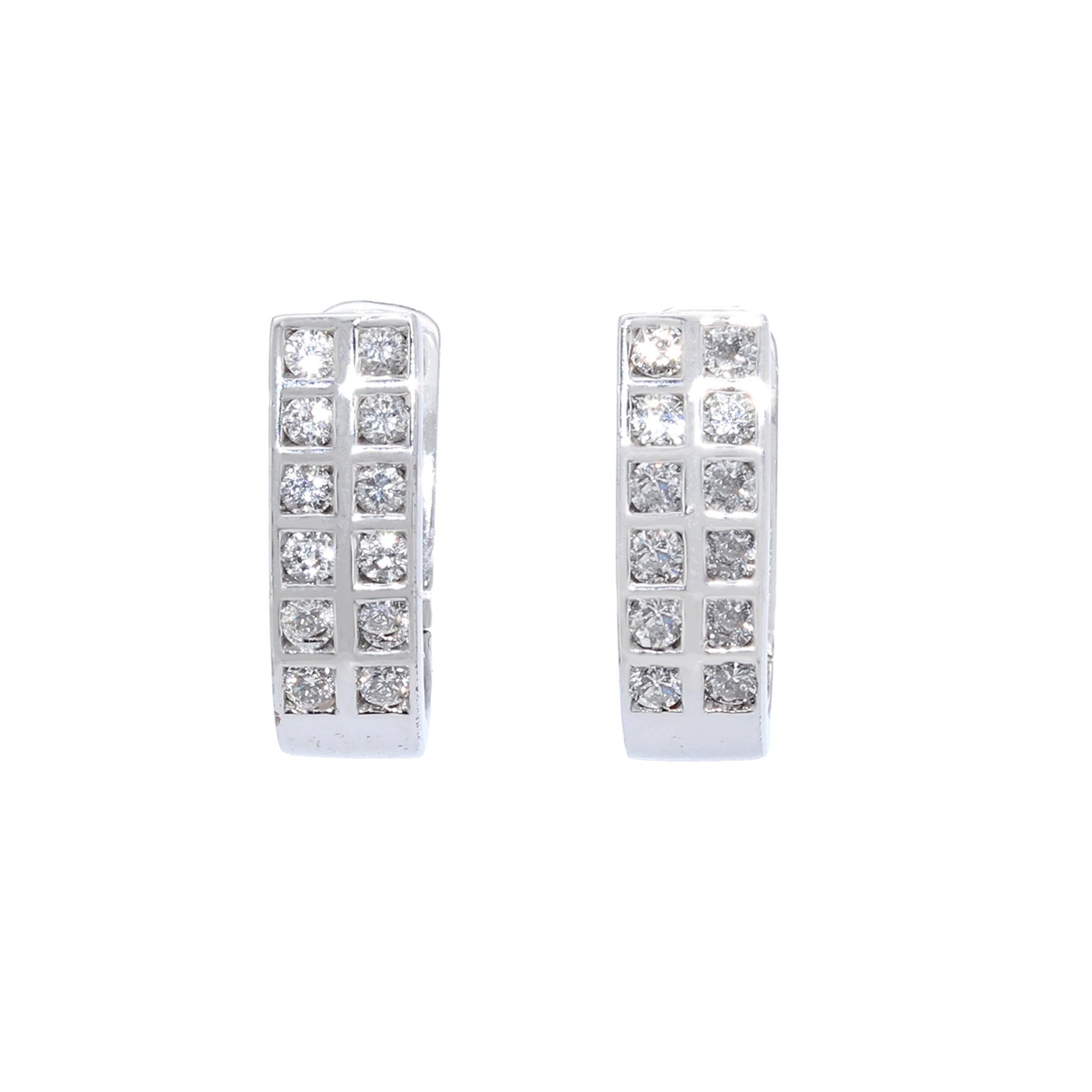 PENDIENTES ORO BLANCO CON 24 DIAMANTES