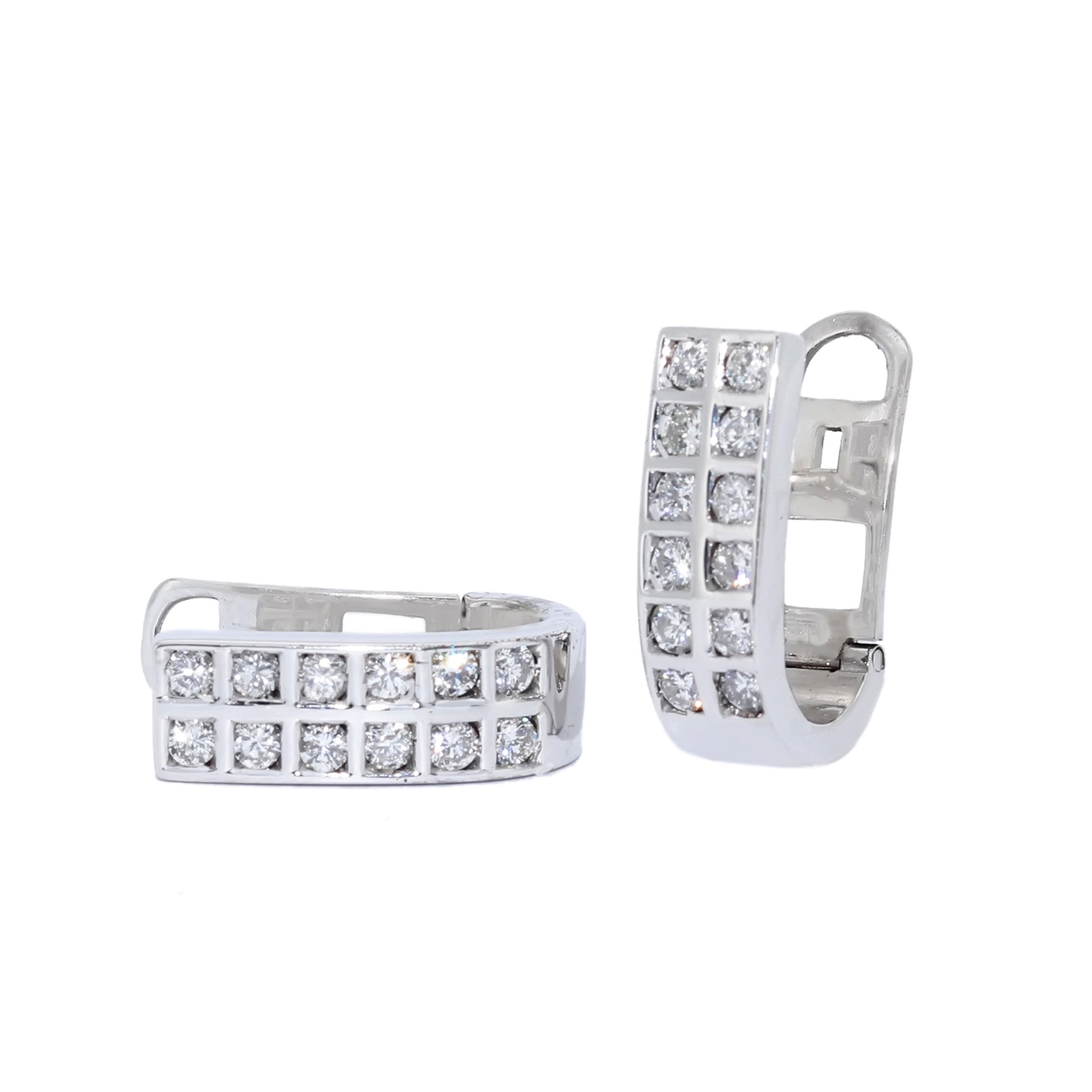 PENDIENTES ORO BLANCO CON 24 DIAMANTES