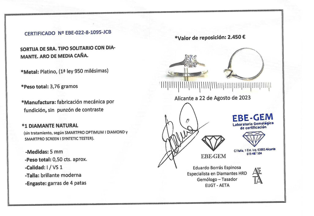 SOLITARIO PLATINO CON BRILLANTE