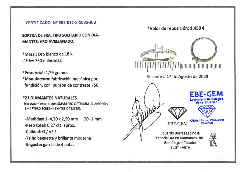 SOLITARIO PRINCESA CON DIAMANTES