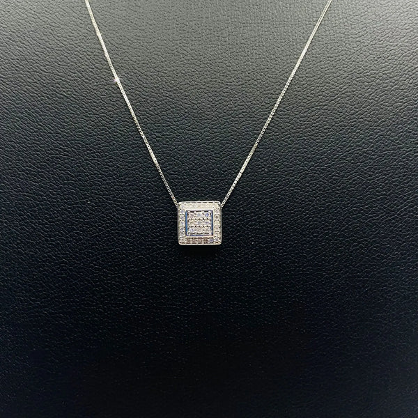 CADENA FINA Y DIJE ORO BLANCO CON DIAMANTES