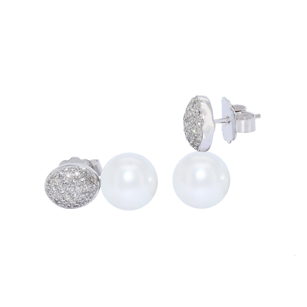 PENDIENTES ORO BLANCO CON PERLA TAHITI Y DIAMANTES