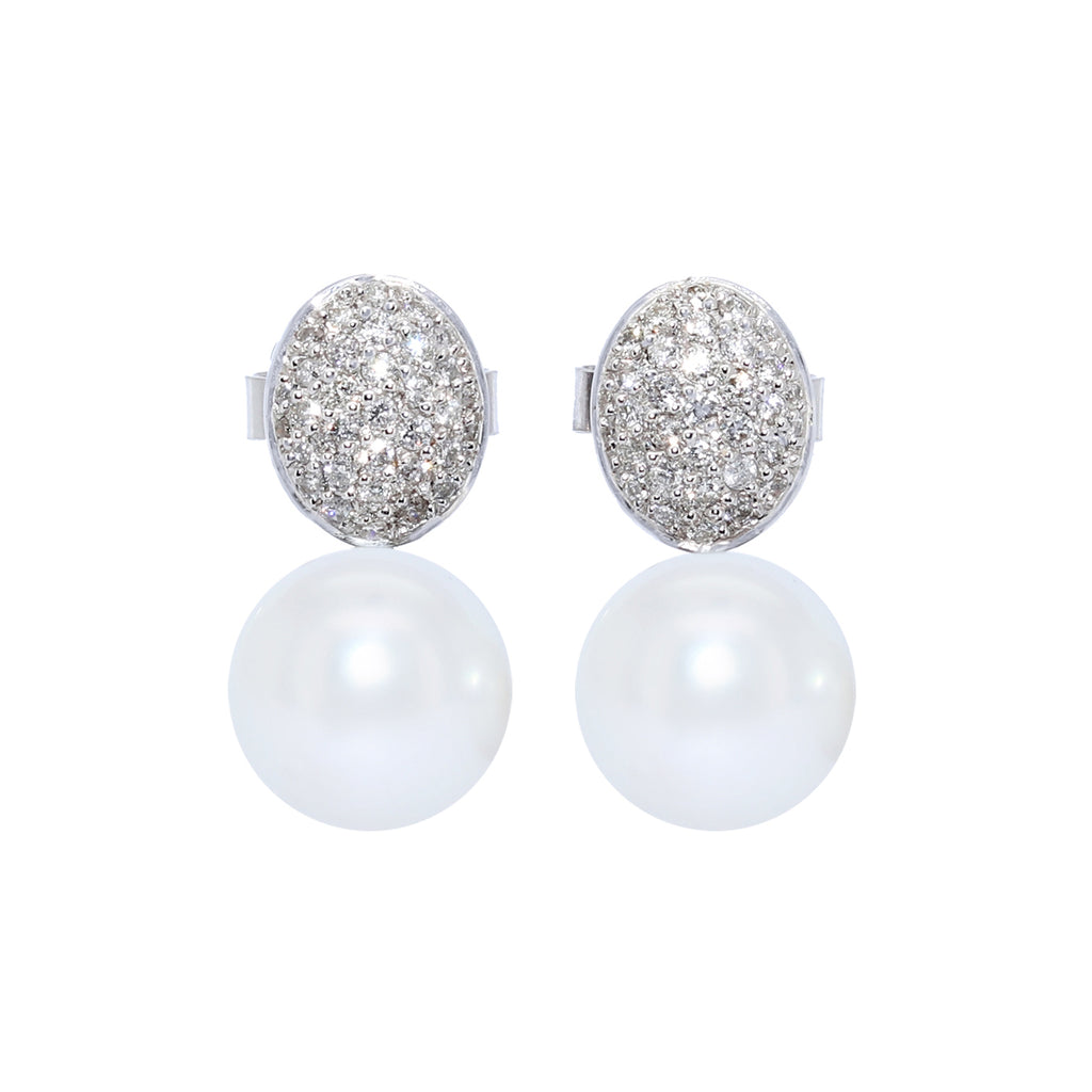 PENDIENTES ORO BLANCO CON PERLA TAHITI Y DIAMANTES