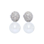 PENDIENTES ORO BLANCO CON PERLA TAHITI Y DIAMANTES