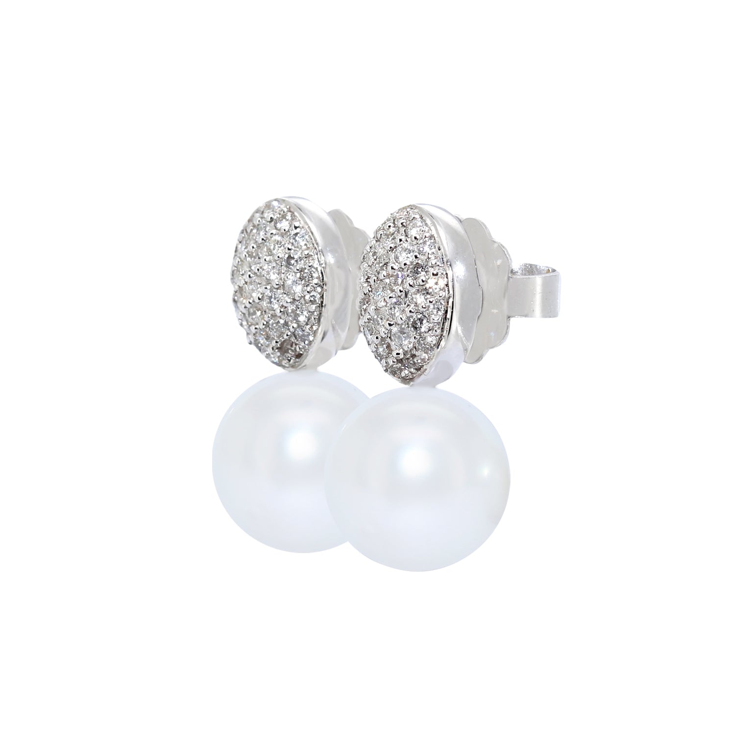 PENDIENTES ORO BLANCO CON PERLA TAHITI Y DIAMANTES