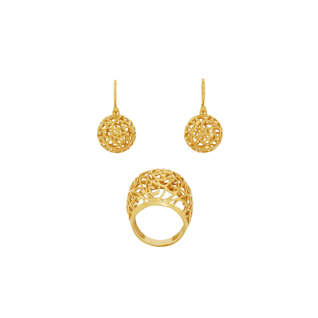 CONJUNTO TOUS SORTIJA Y PENDIENTES HILADOS