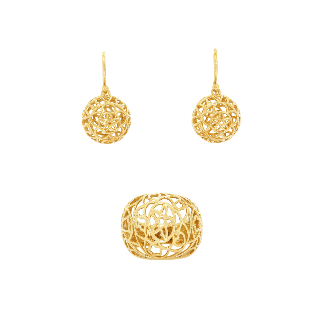 CONJUNTO TOUS SORTIJA Y PENDIENTES HILADOS