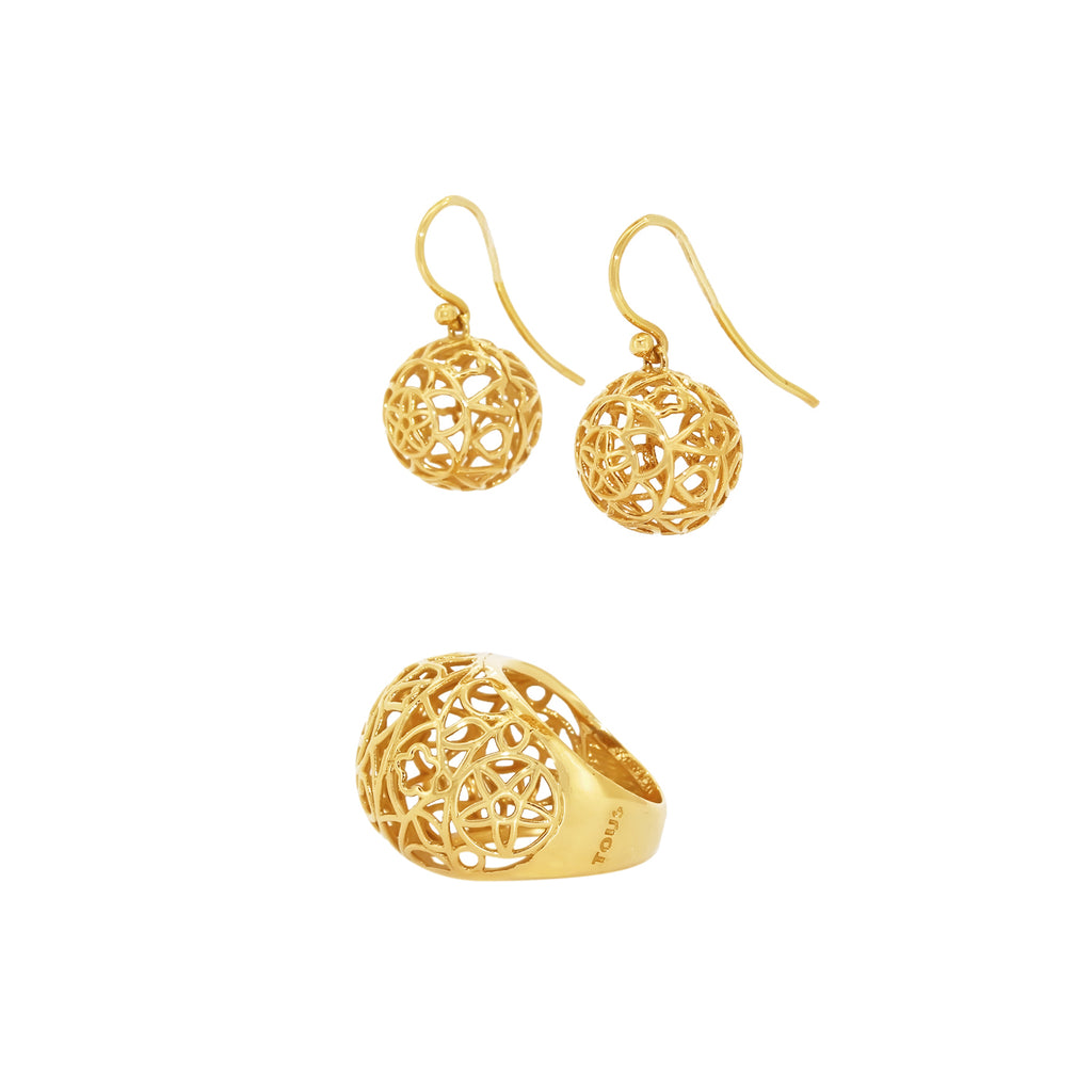 CONJUNTO TOUS SORTIJA Y PENDIENTES HILADOS