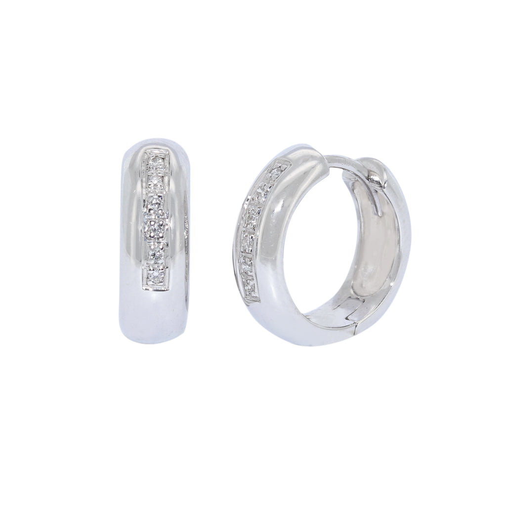 PENDIENTES ARO MACIZO ORO BLANCO Y PUNTAS DIAMANTE