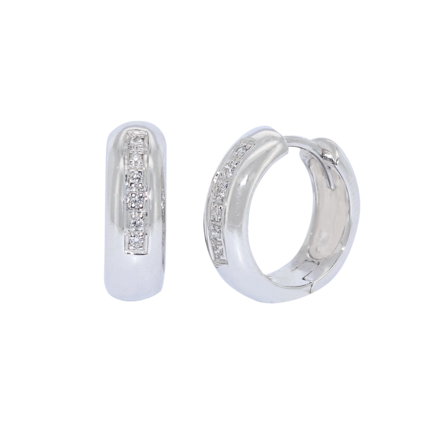 PENDIENTES ARO MACIZO ORO BLANCO Y PUNTAS DIAMANTE