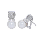 PENDIENTES ORO BLANCO CON PERLA Y DIAMANTES