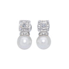 PENDIENTES ORO BLANCO CON PERLA Y DIAMANTES