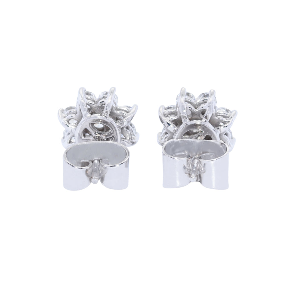 PENDIENTES ORO BLANCO ROSETON CON BRILLANTES