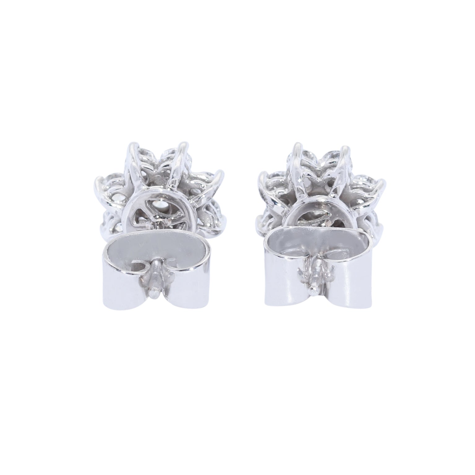 PENDIENTES ORO BLANCO ROSETON CON BRILLANTES